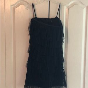 Tulle Fringe Little Black Dress